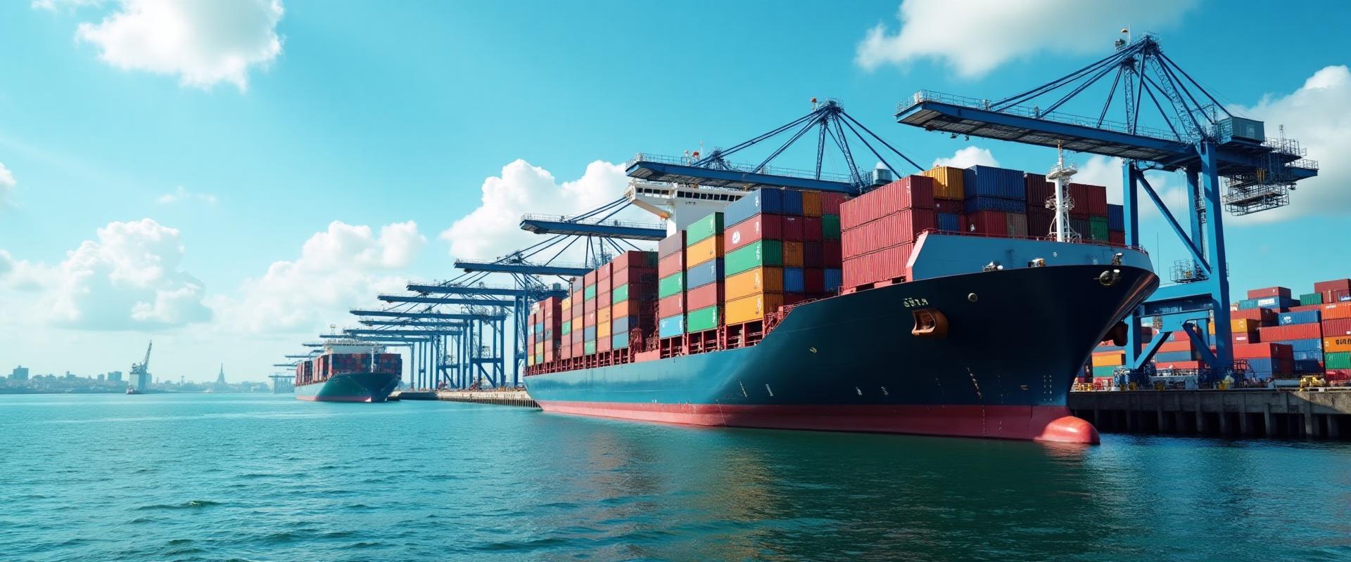 Cargo ship at port with containers